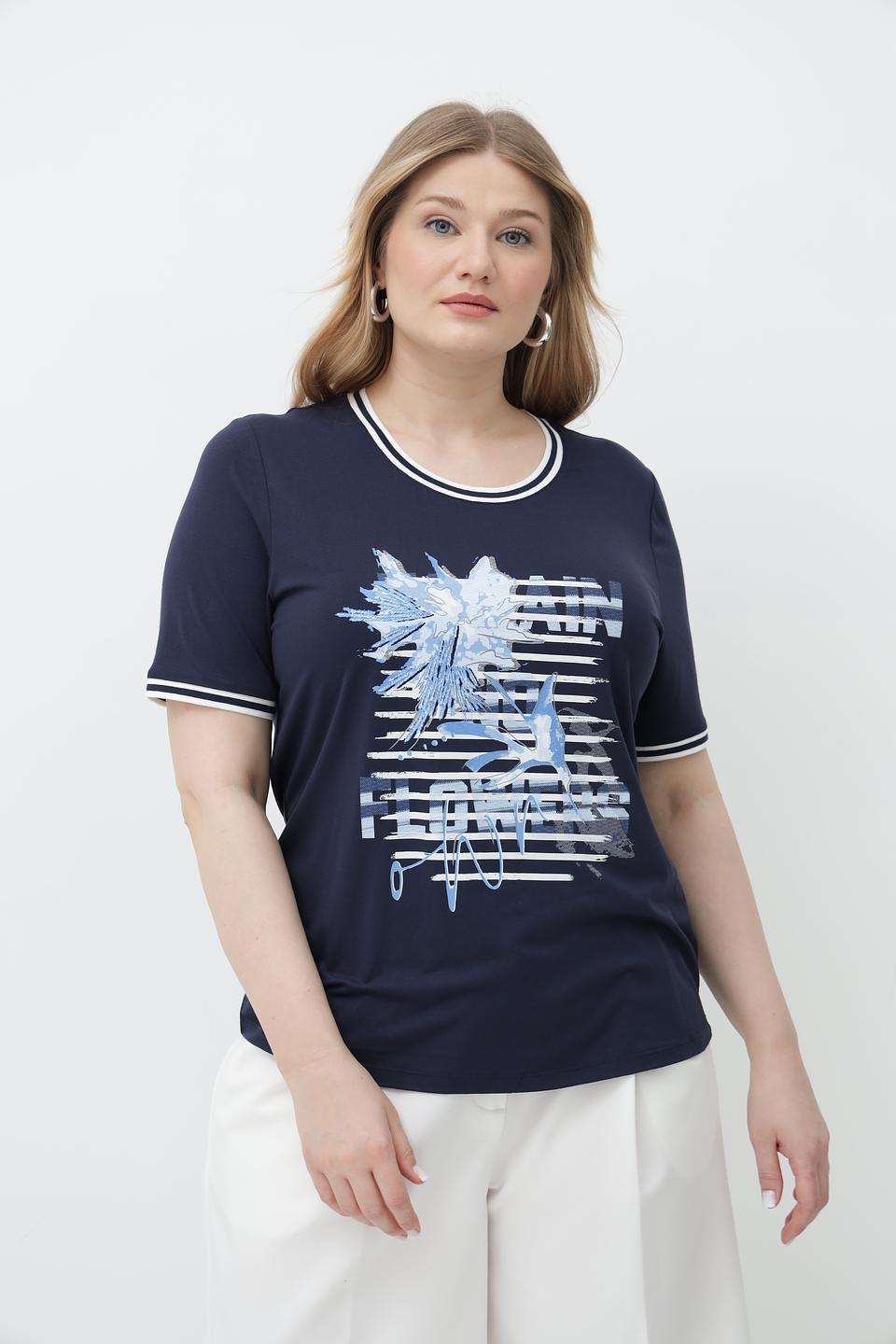 Футболка Barbara Lebek синяя с принтом