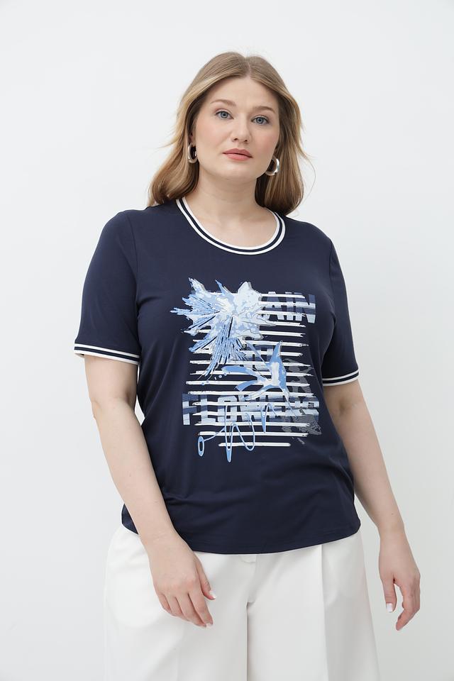 Футболка Barbara Lebek синяя с принтом