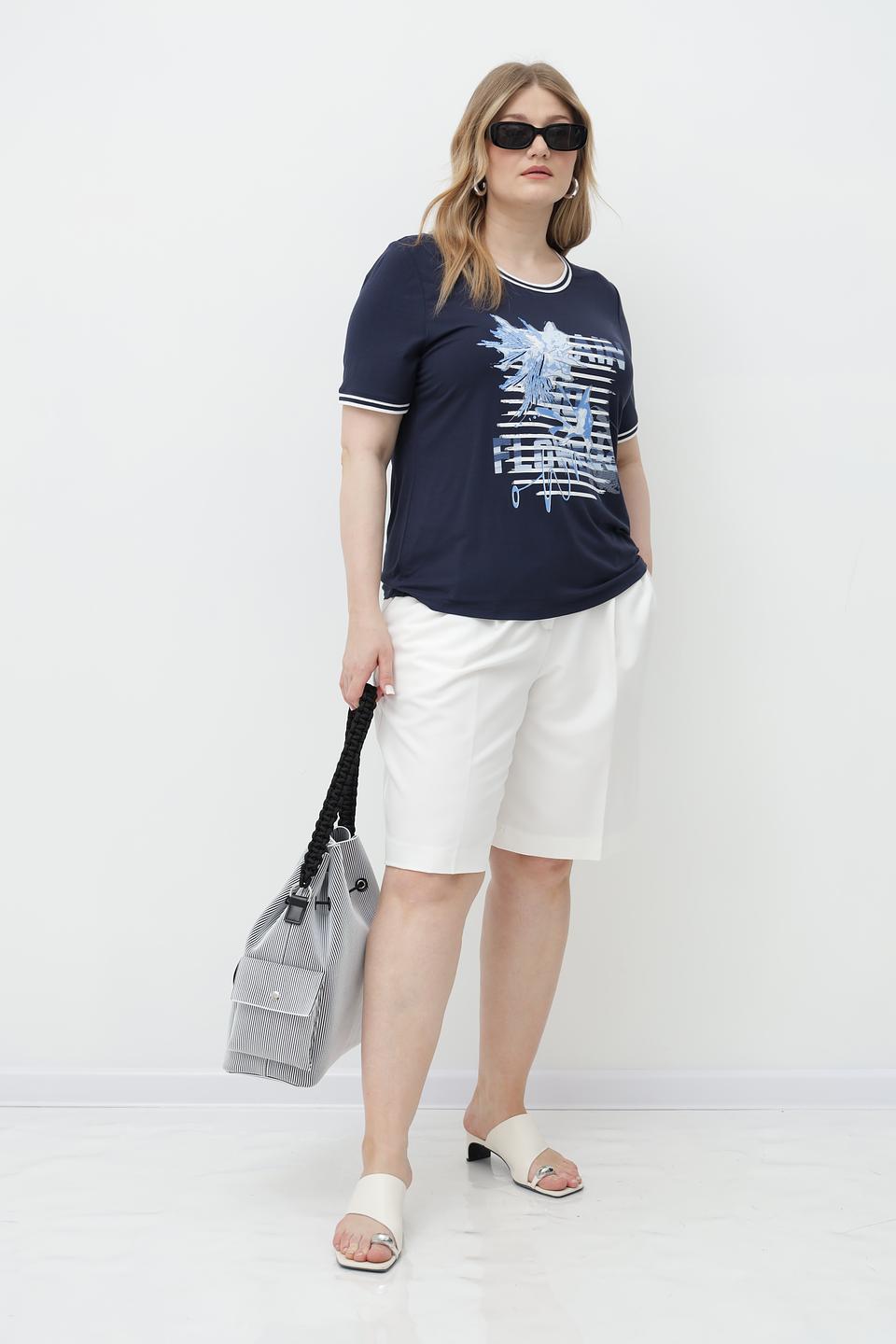 Футболка Barbara Lebek синяя с принтом