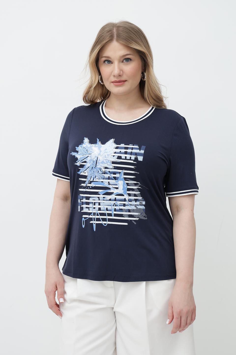 Футболка Barbara Lebek синяя с принтом