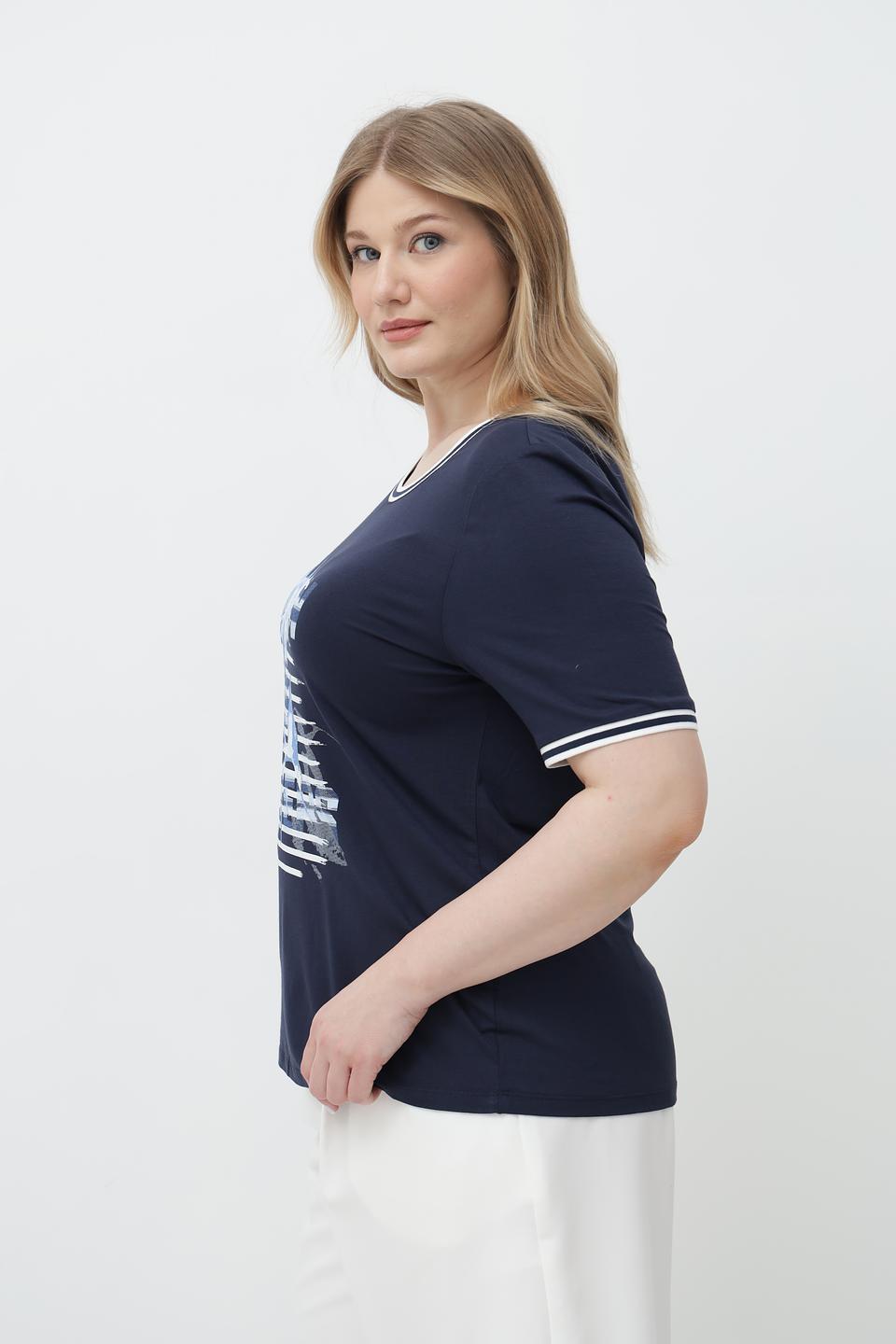 Футболка Barbara Lebek синяя с принтом