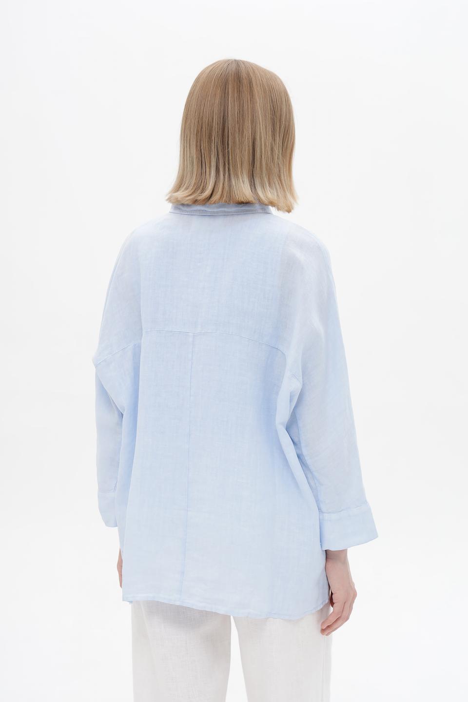 Блуза Oui из льна голубого цвета