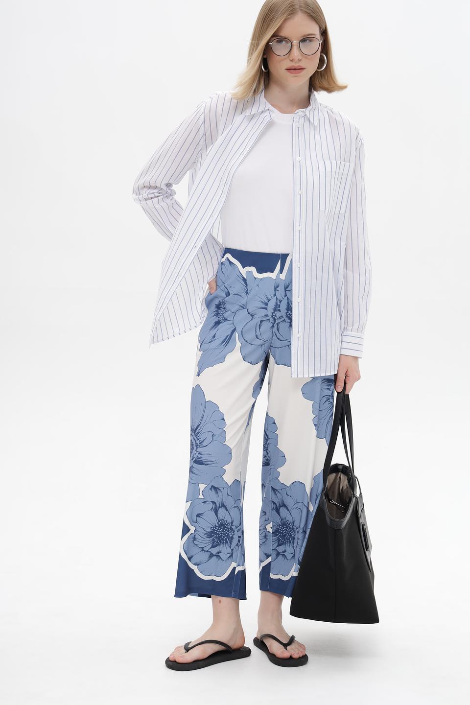 Брюки клёш Oui с цветочным принтом