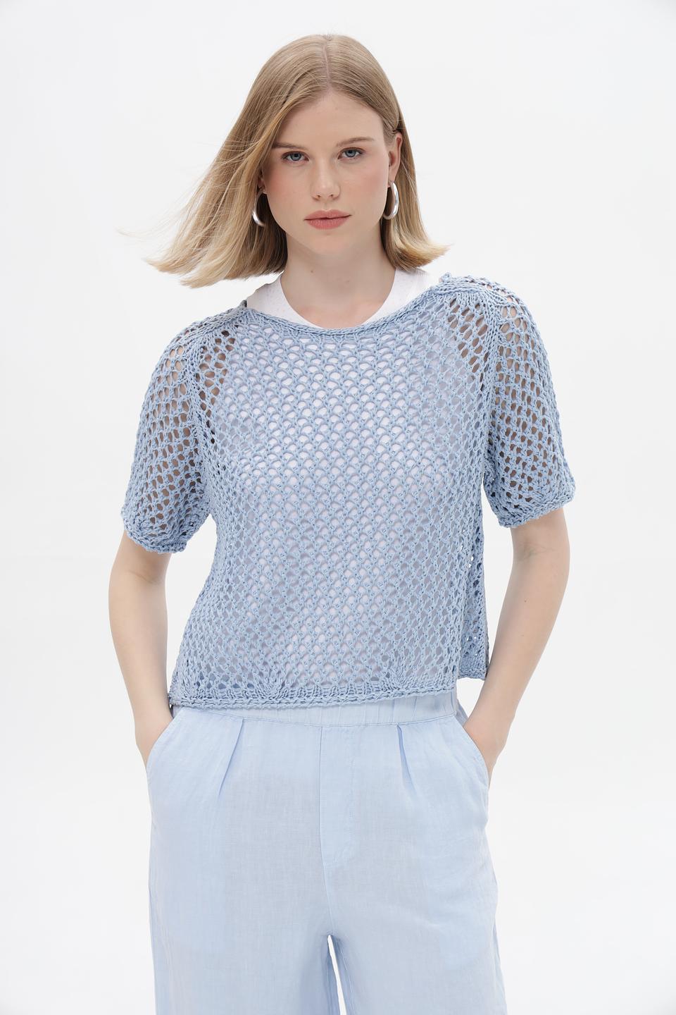 Пуловер Monari ажурный голубой