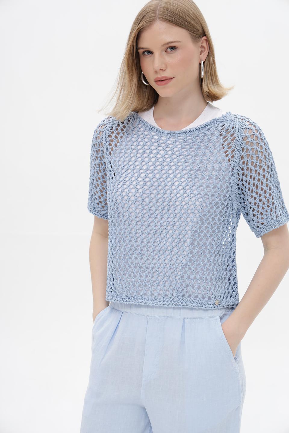 Пуловер Monari ажурный голубой