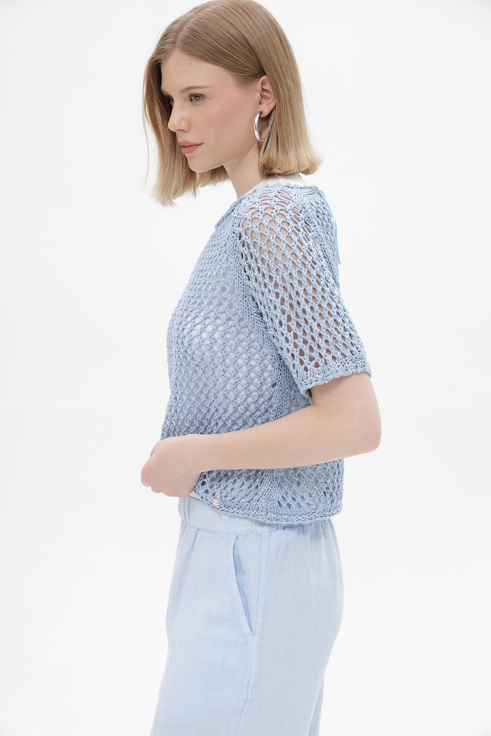Пуловер Monari ажурный голубой