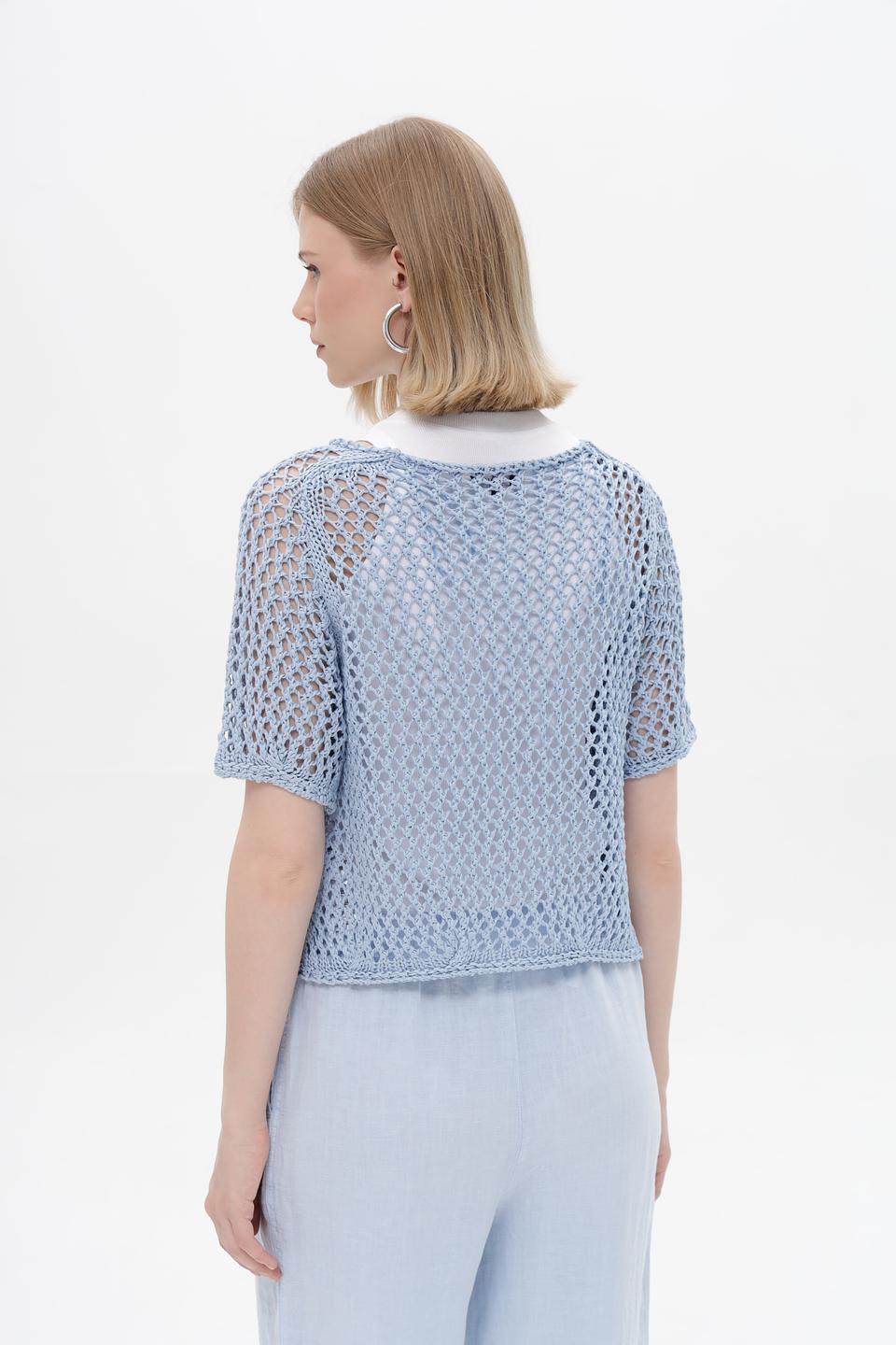 Пуловер Monari ажурный голубой