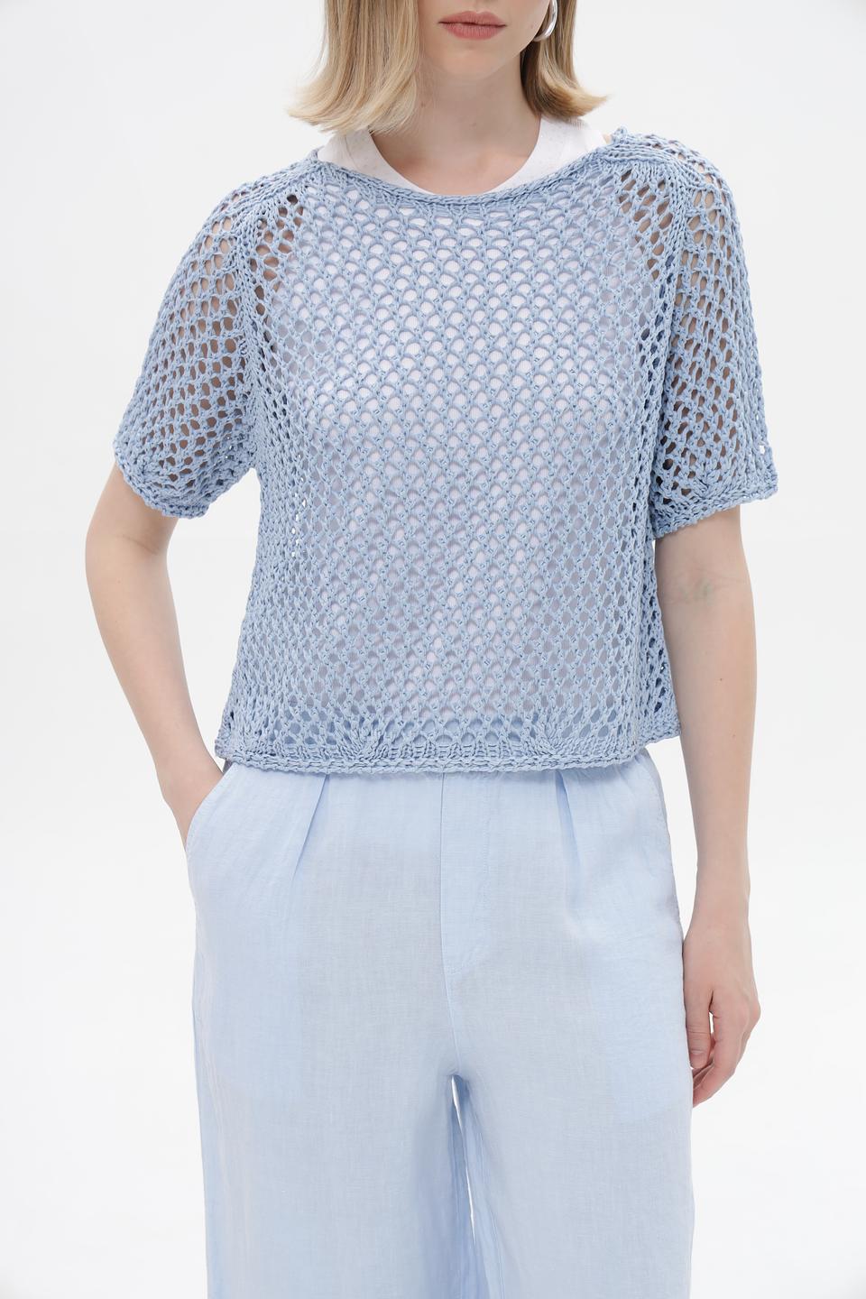 Пуловер Monari ажурный голубой