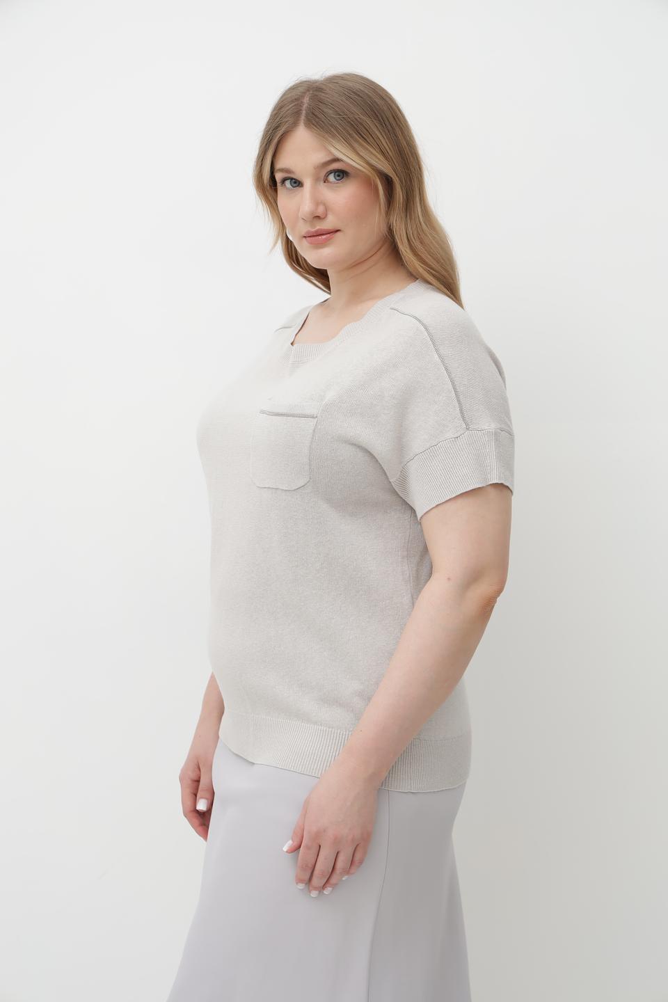 Пуловер Lebek с карманом бежевый