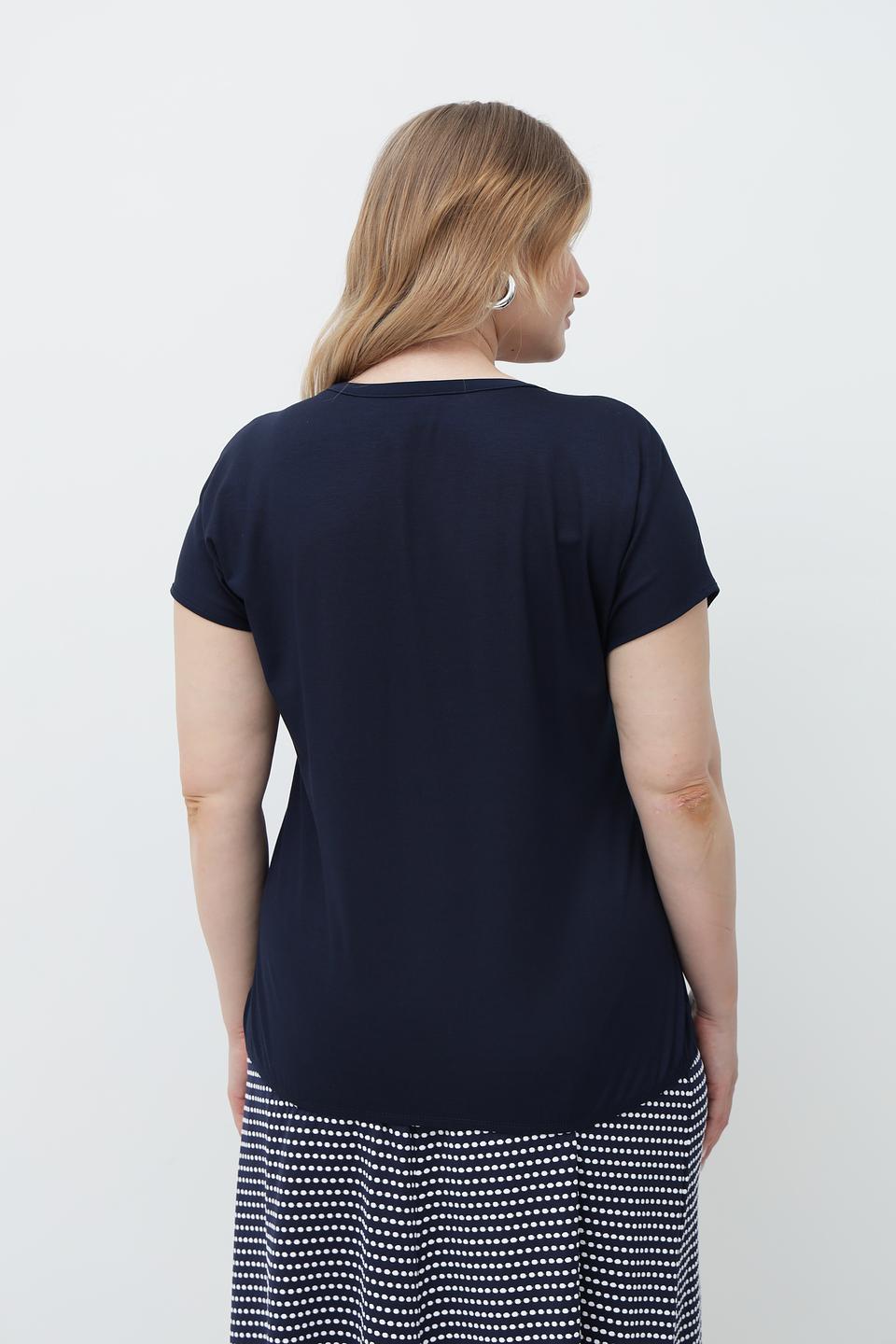 Блузка Rabe collection темно-синяя с карманом