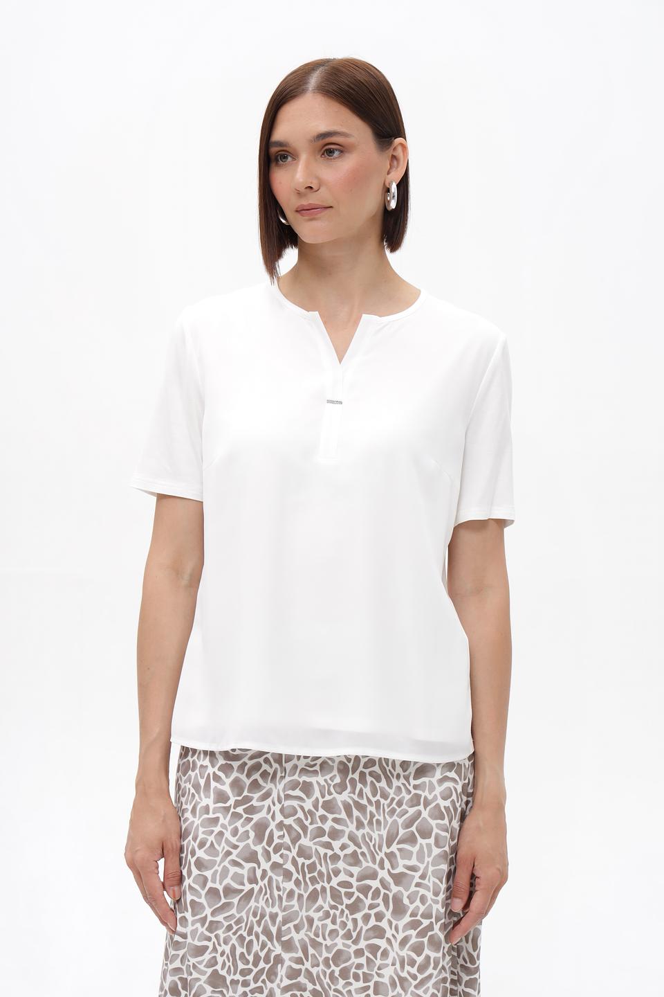 Блузка Frank Walder белая с V-образным вырезом