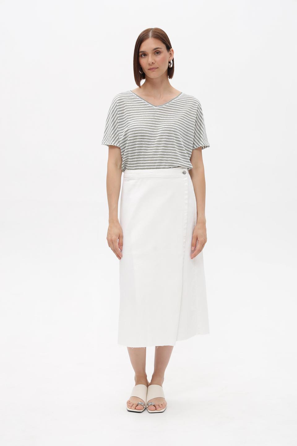 Футболка Oui в полоску серо-зелёная