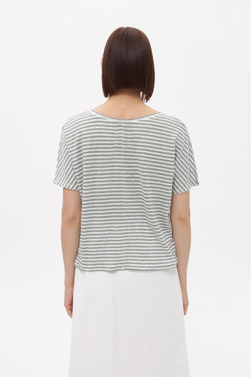 Футболка Oui в полоску серо-зелёная