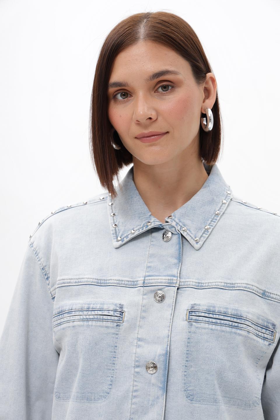 Джинсовый жакет Oui светло-голубой