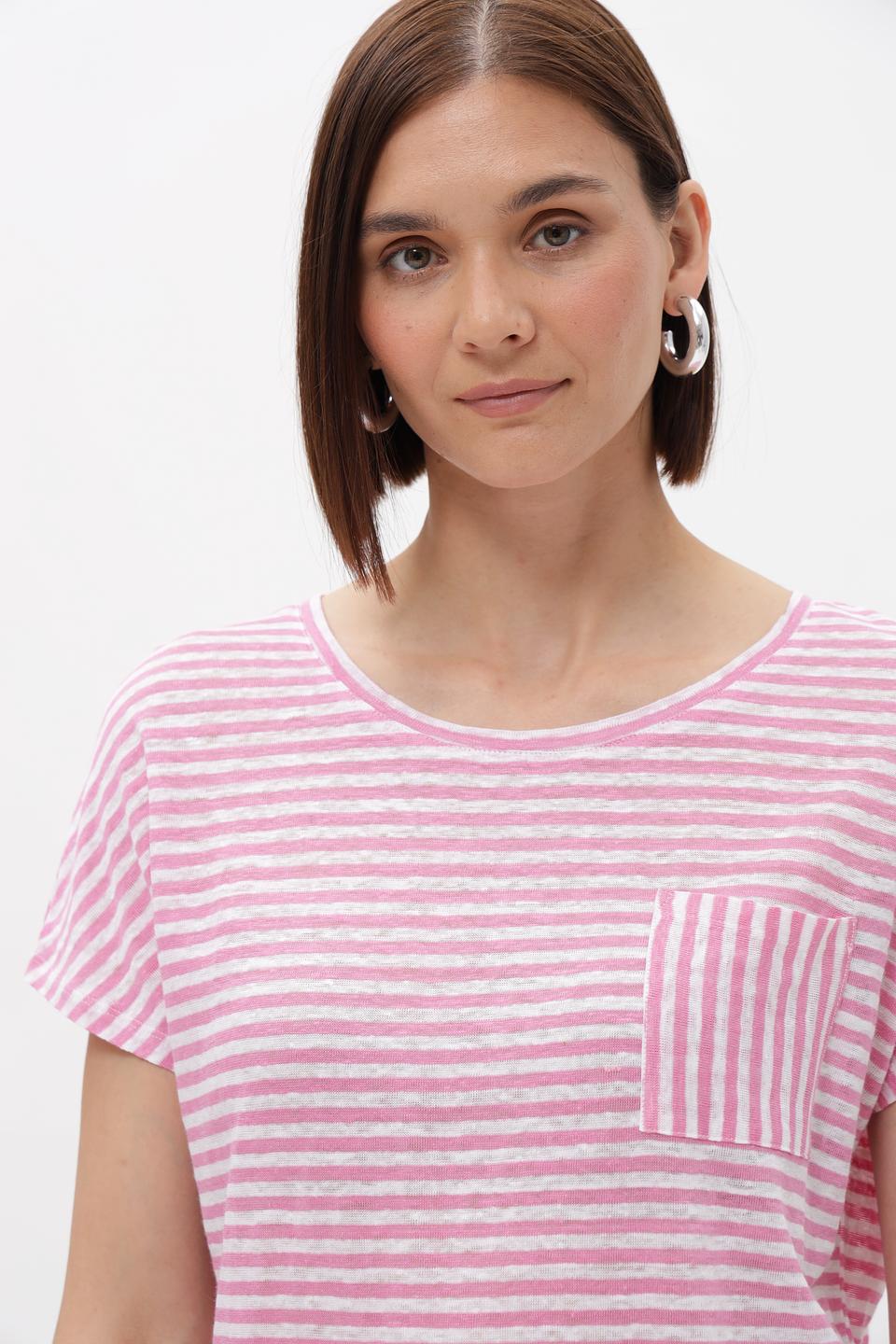 Футболка Oui в полоску розовая