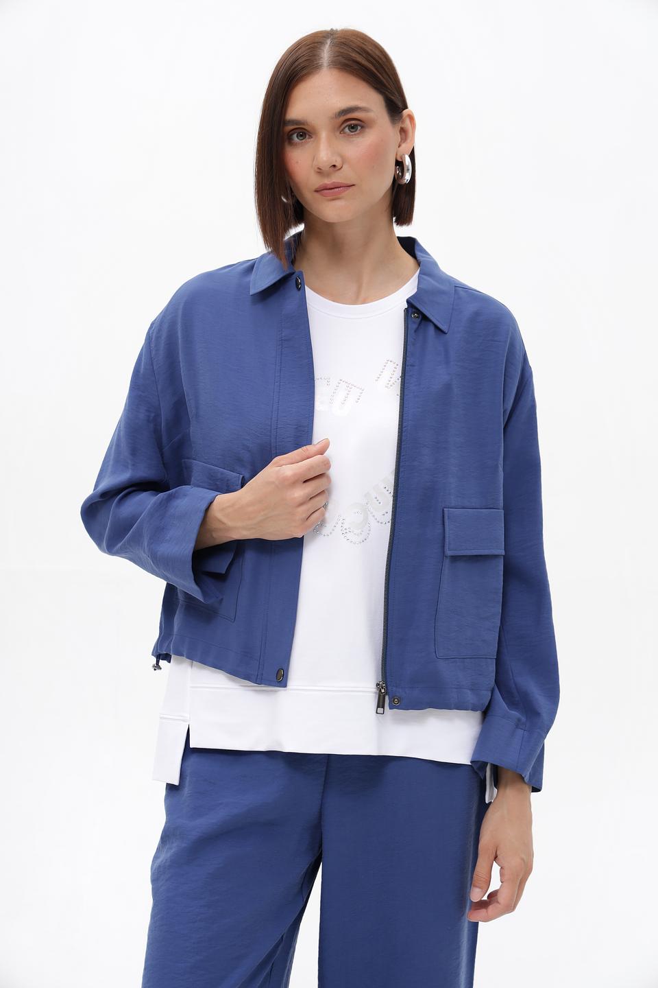 Жакет Lecomte синий с карманами