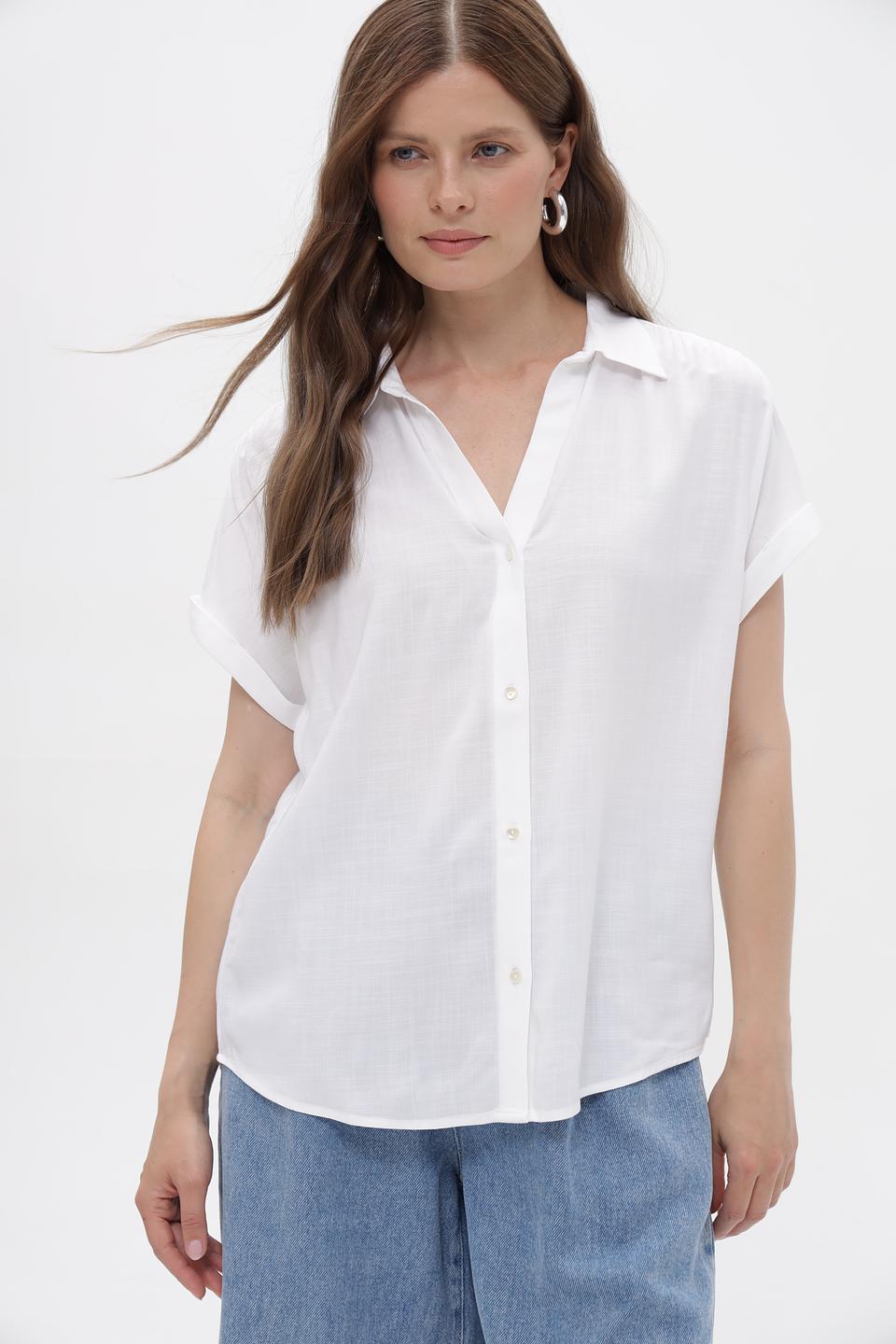 Блуза Tom Tailor белая с коротким рукавом