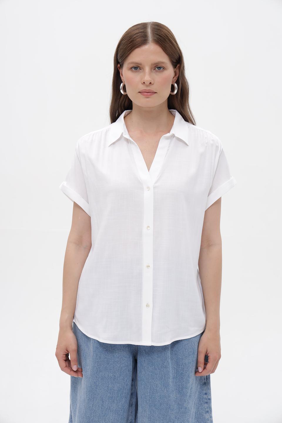 Блуза Tom Tailor белая с коротким рукавом