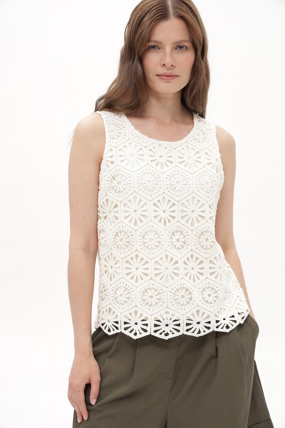 Топ Broadway с кружевом молочный