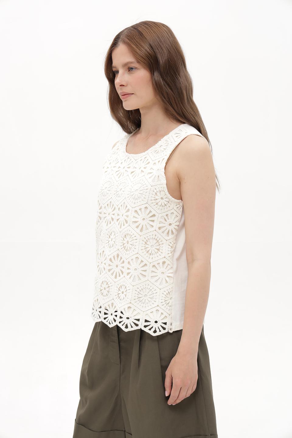 Топ Broadway с кружевом молочный