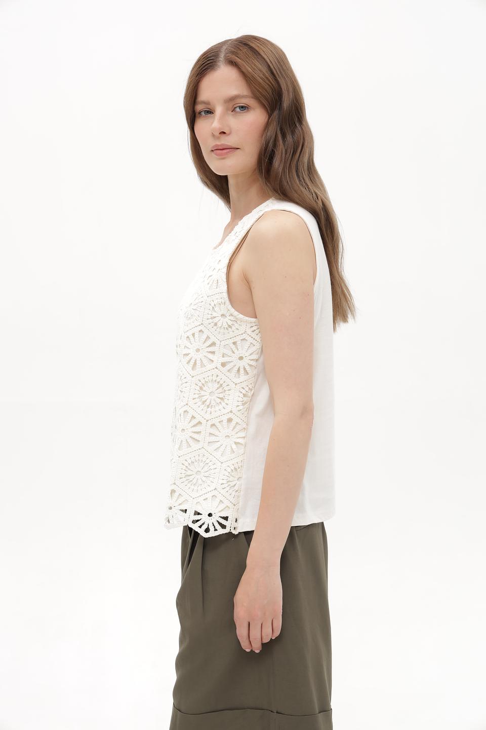 Топ Broadway с кружевом молочный