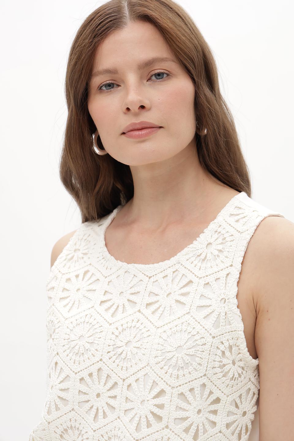 Топ Broadway с кружевом молочный