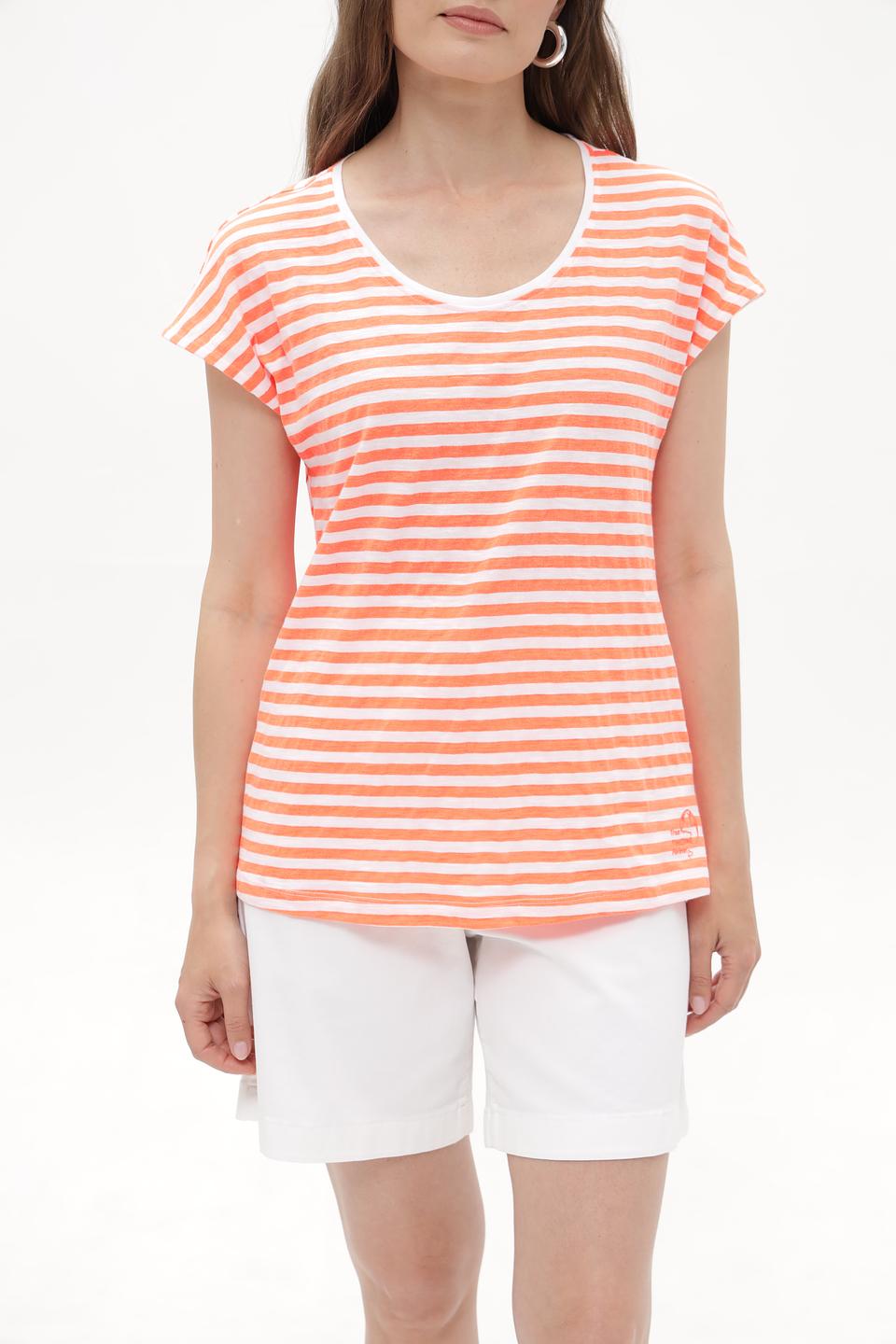 Футболка Time Zone в полоску персиковую