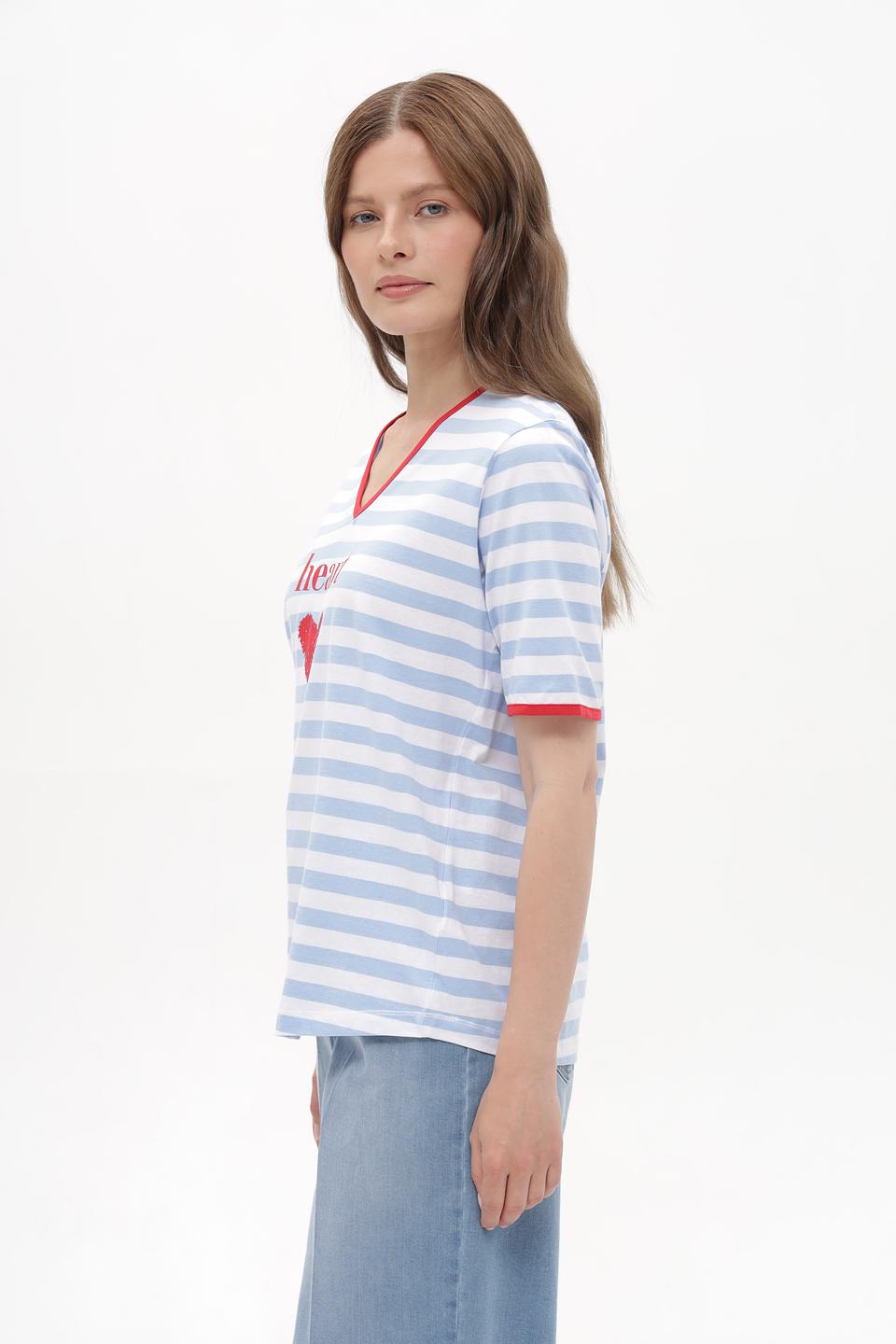 Футболка Suza в полоску с сердцем