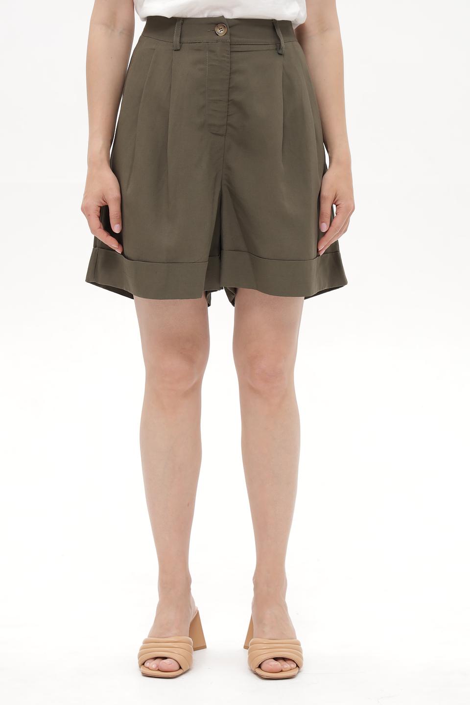 Шорты Croche хаки с защипами