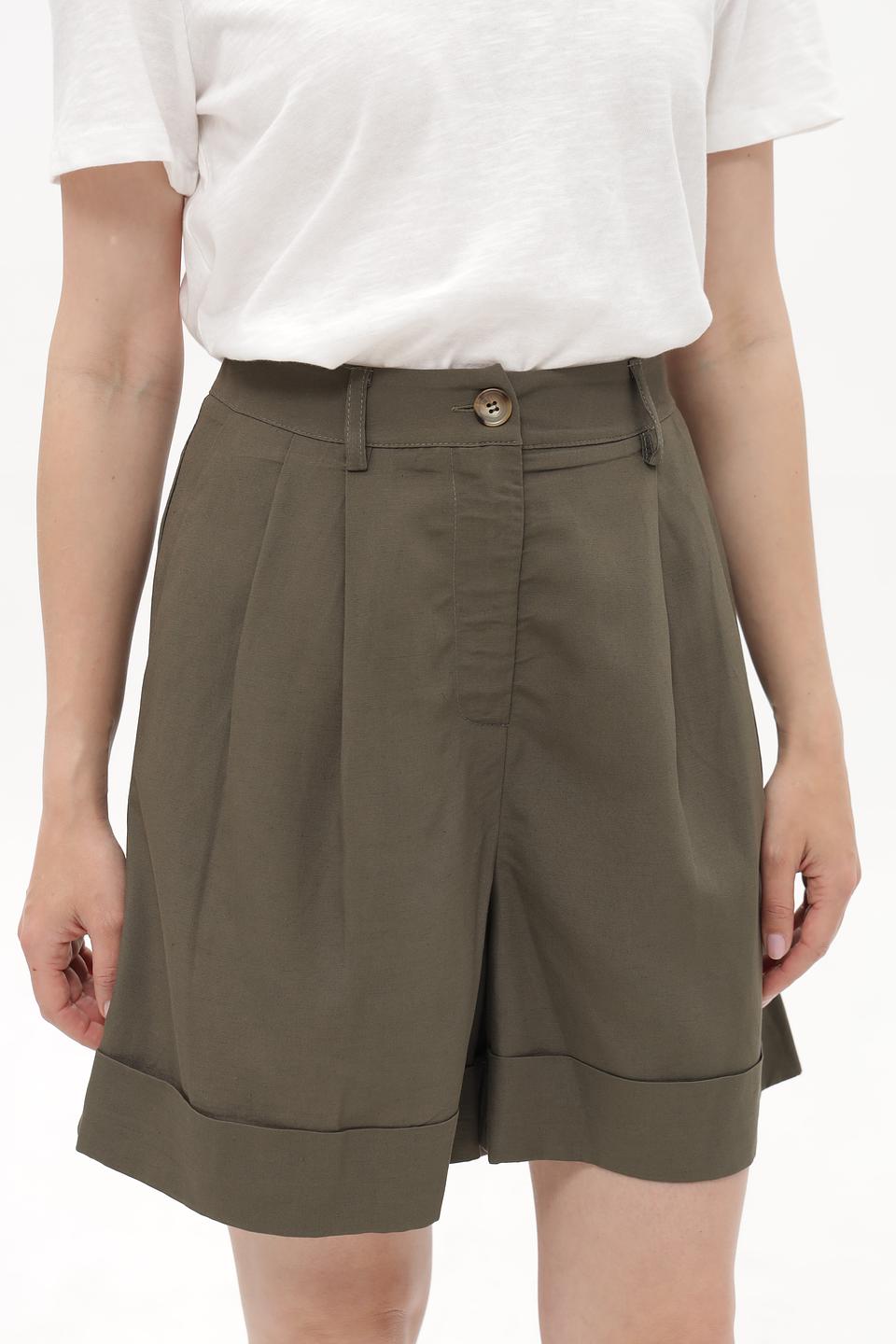 Шорты Croche хаки с защипами