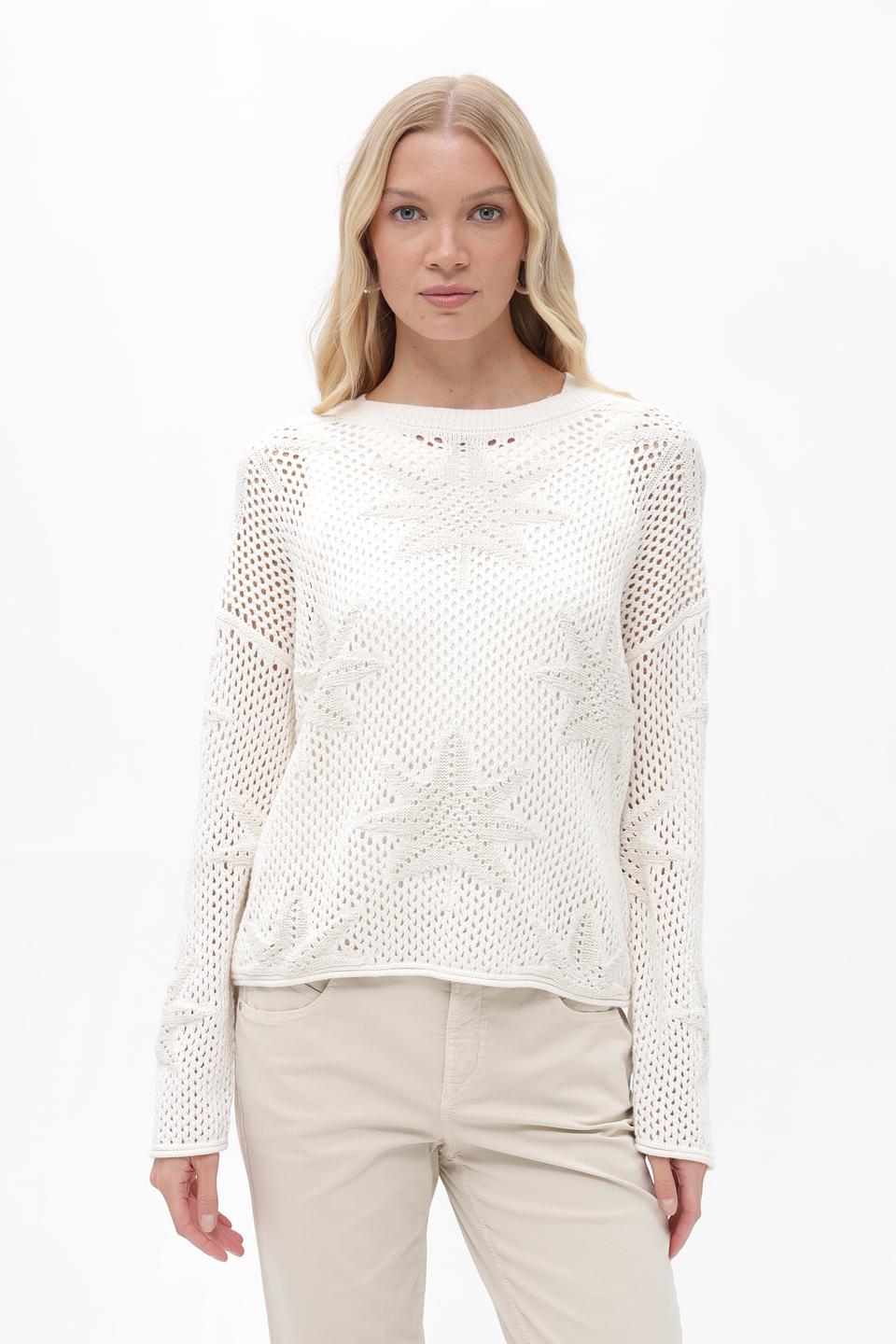 Пуловер Oui ажурный белый