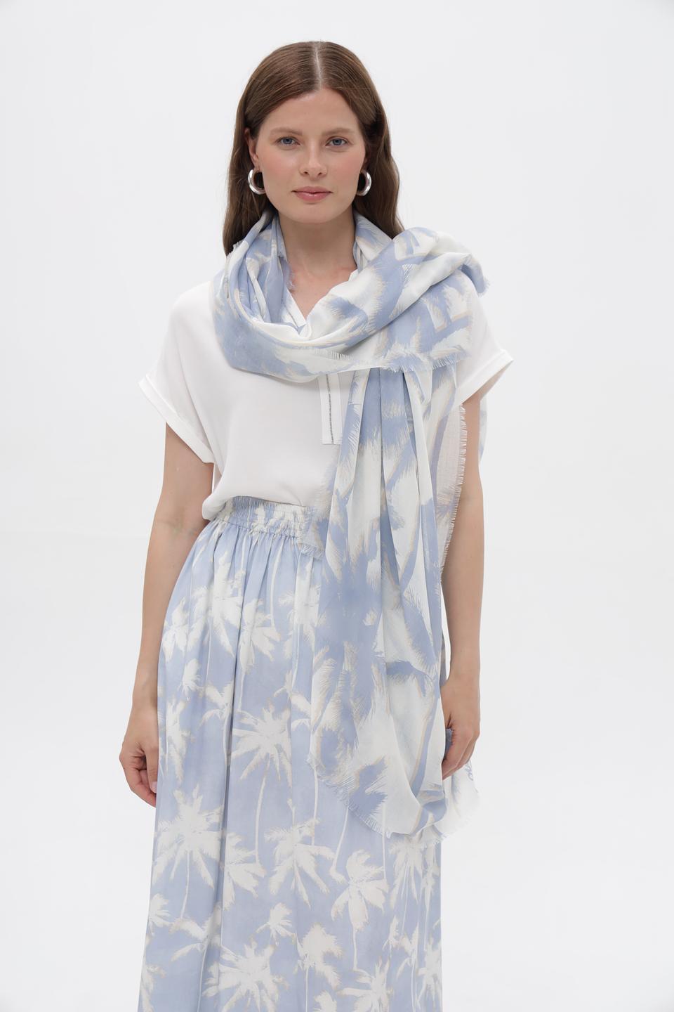 Шарф Oui с пальмами голубой