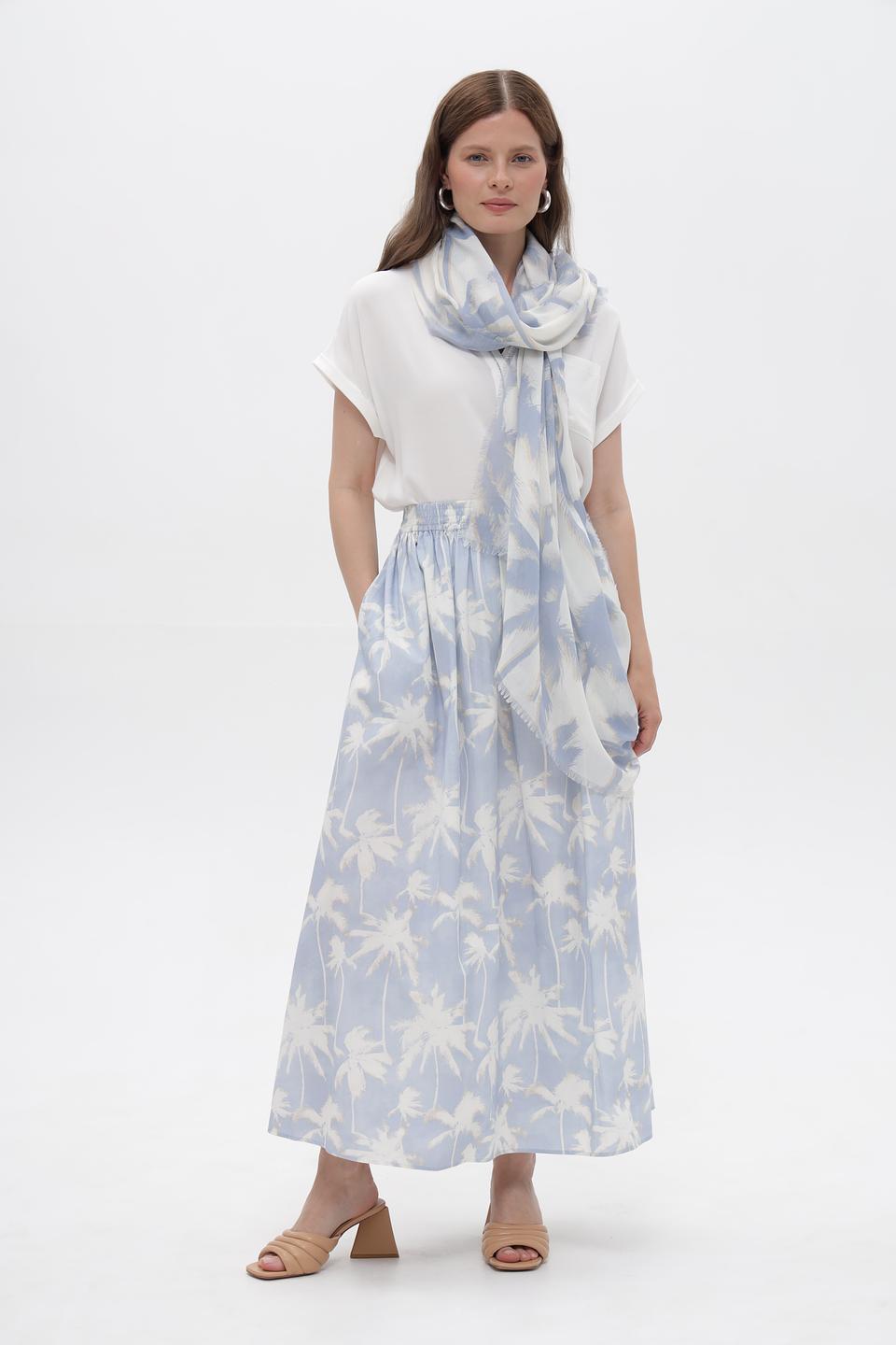 Шарф Oui с пальмами голубой