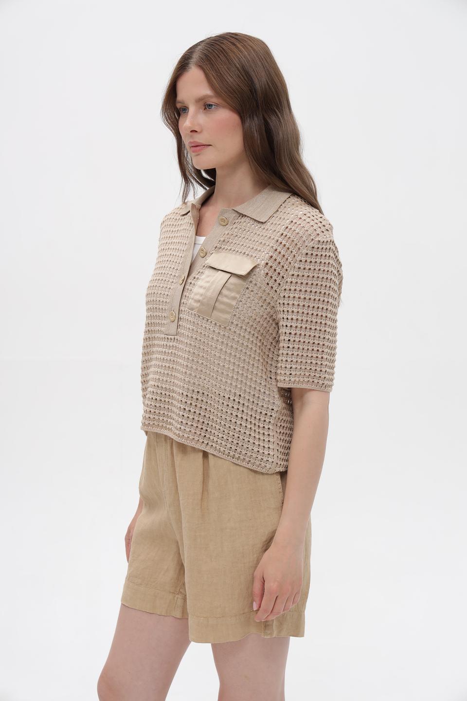 Пуловер Marc Cain с карманом бежевый