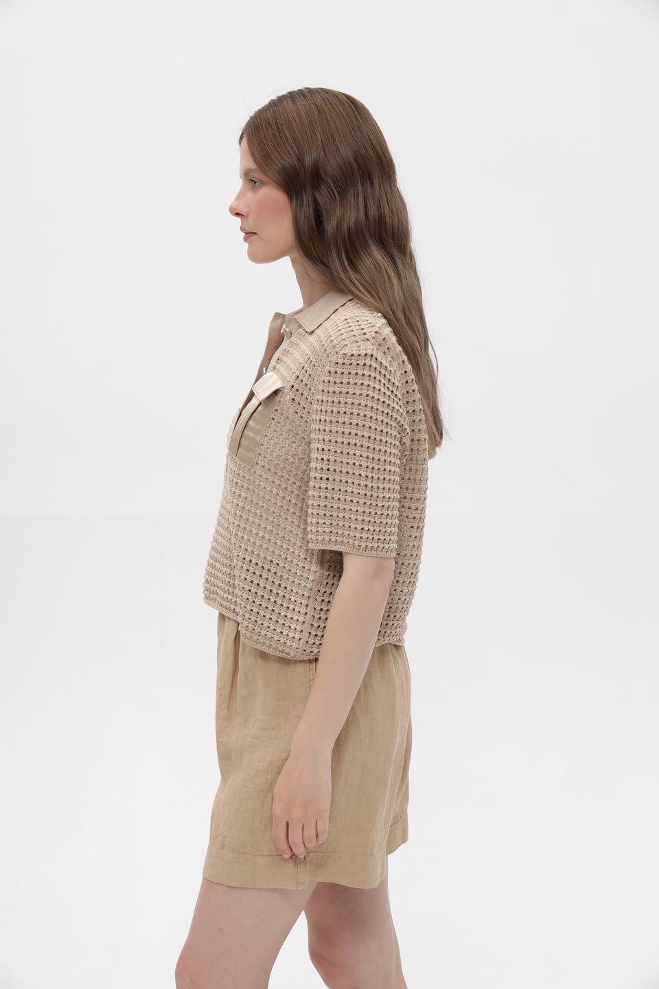 Пуловер Marc Cain с карманом бежевый