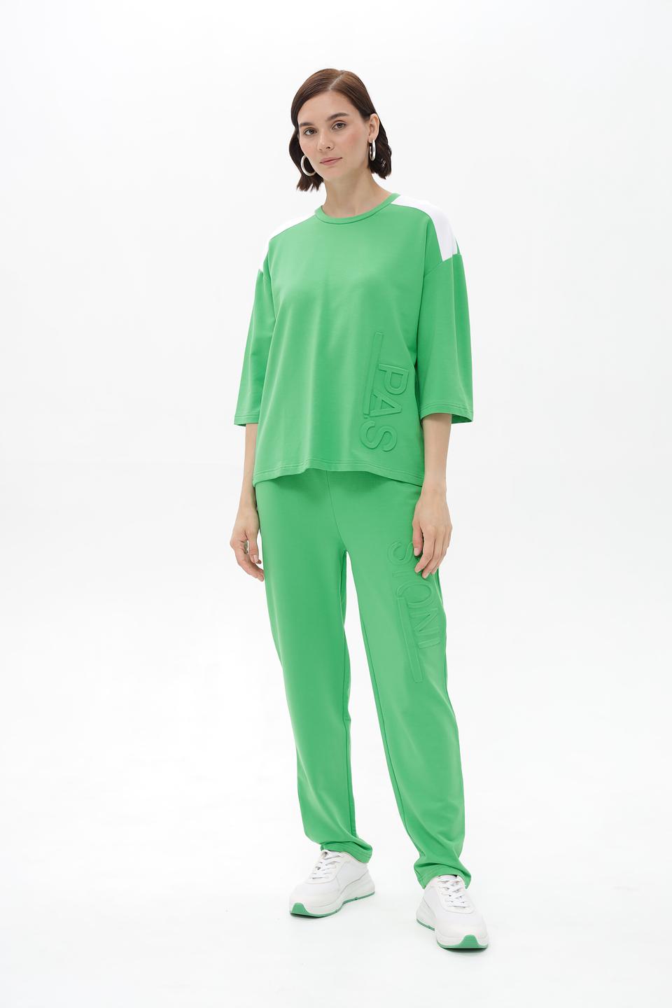 Пуловер Passioni зеленый с логотипом