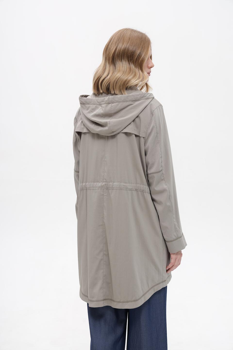 Плащ Time Zone с капюшоном, серо-бежевый