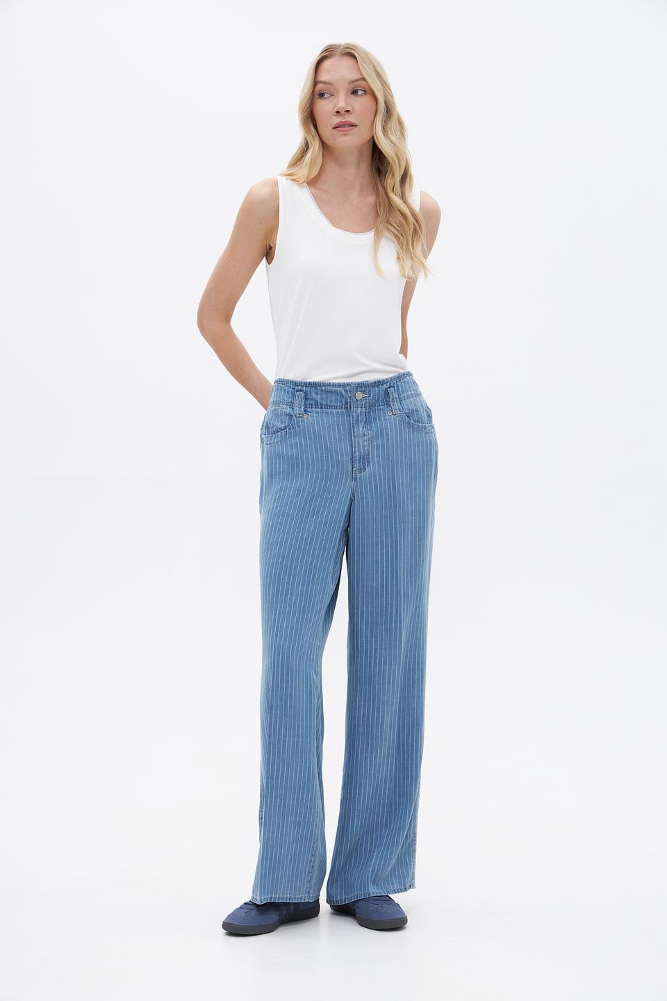 Брюки NYDJ в полоску голубой