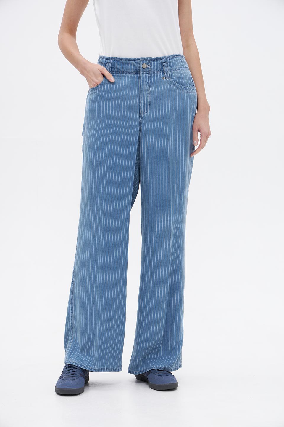 Брюки NYDJ в полоску голубой