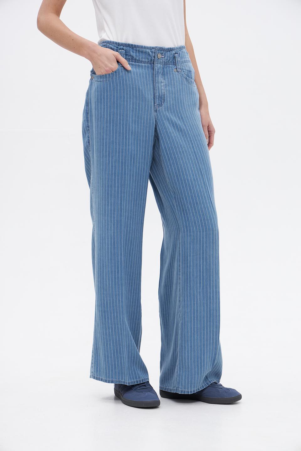 Брюки NYDJ в полоску голубой