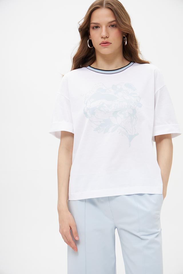 Футболка Marc Cain с принтом голубой