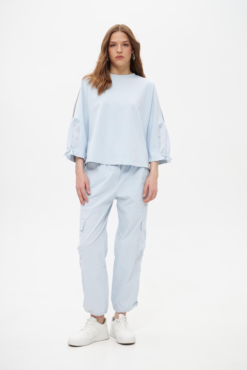 Пуловер Marc Cain голубой с рукавами-фонариками