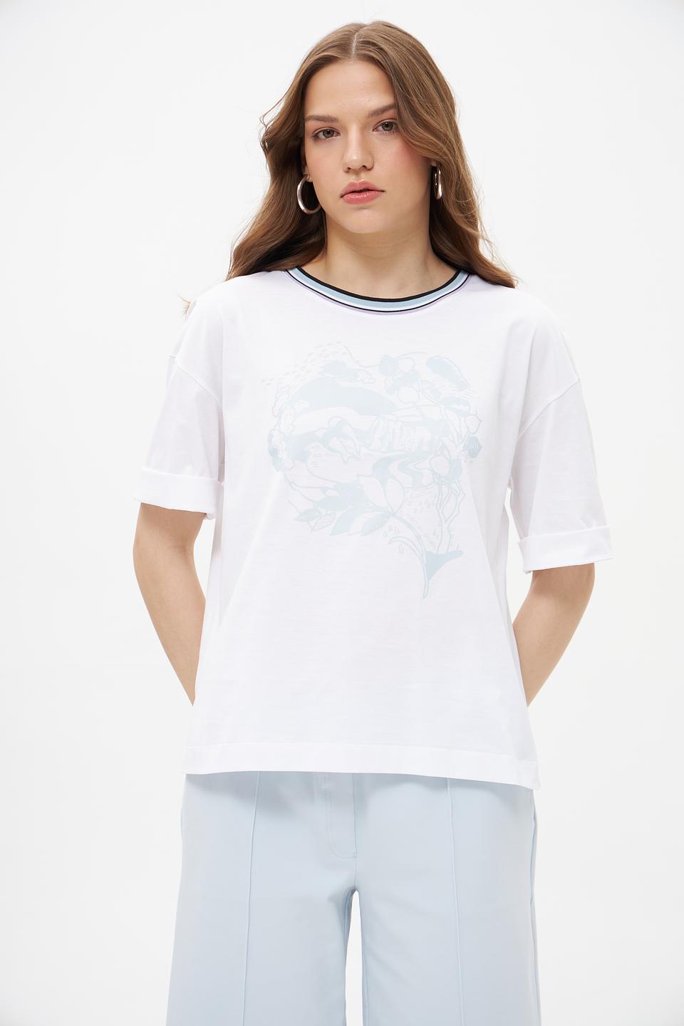 Футболка Marc Cain с принтом голубой