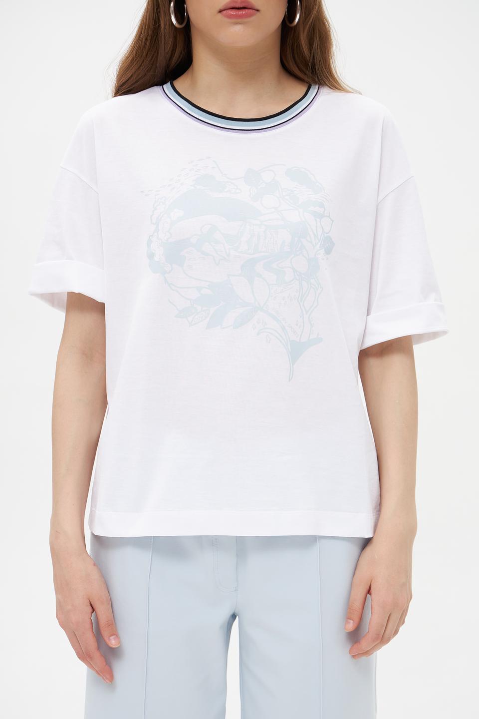 Футболка Marc Cain с принтом голубой