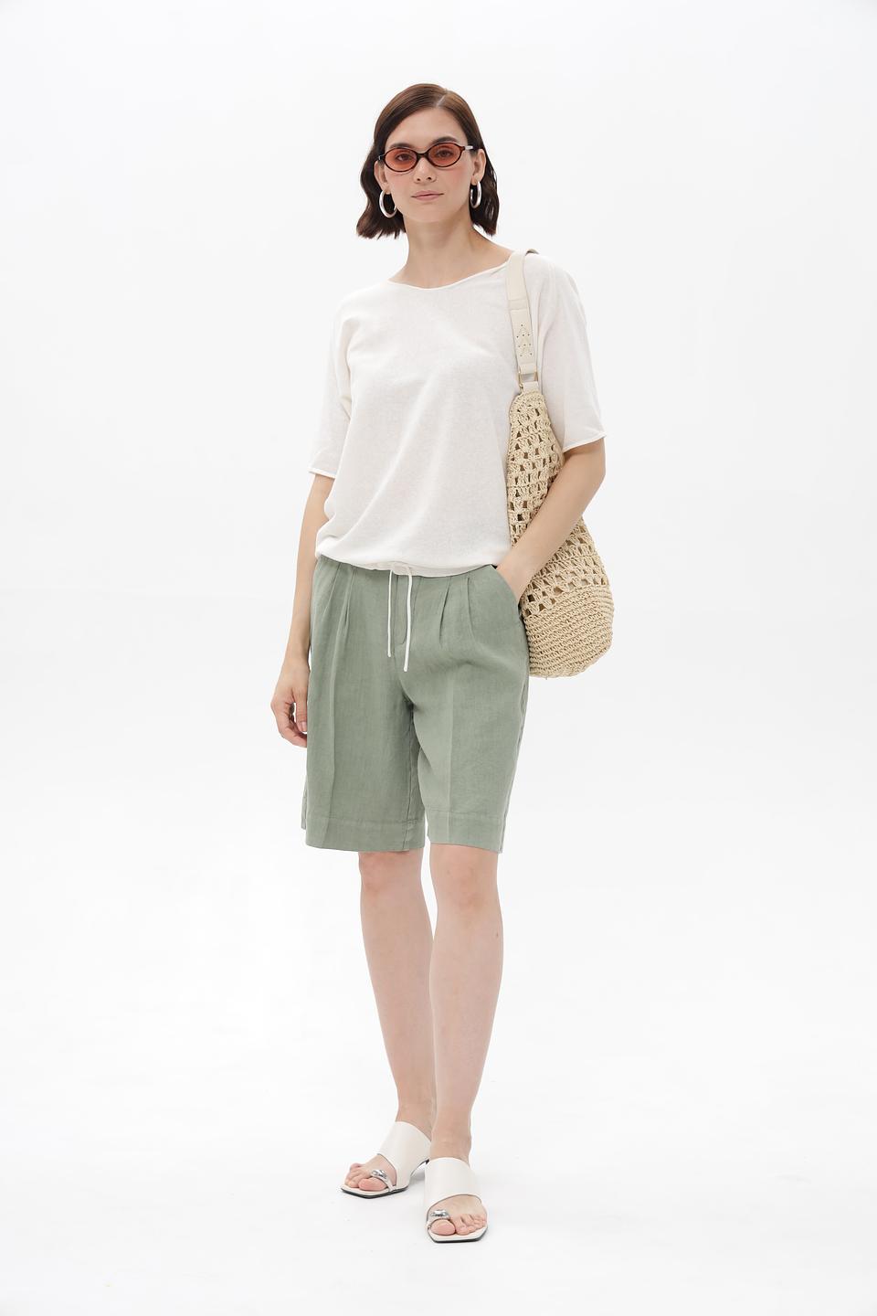 Шорты Oui из льна хаки