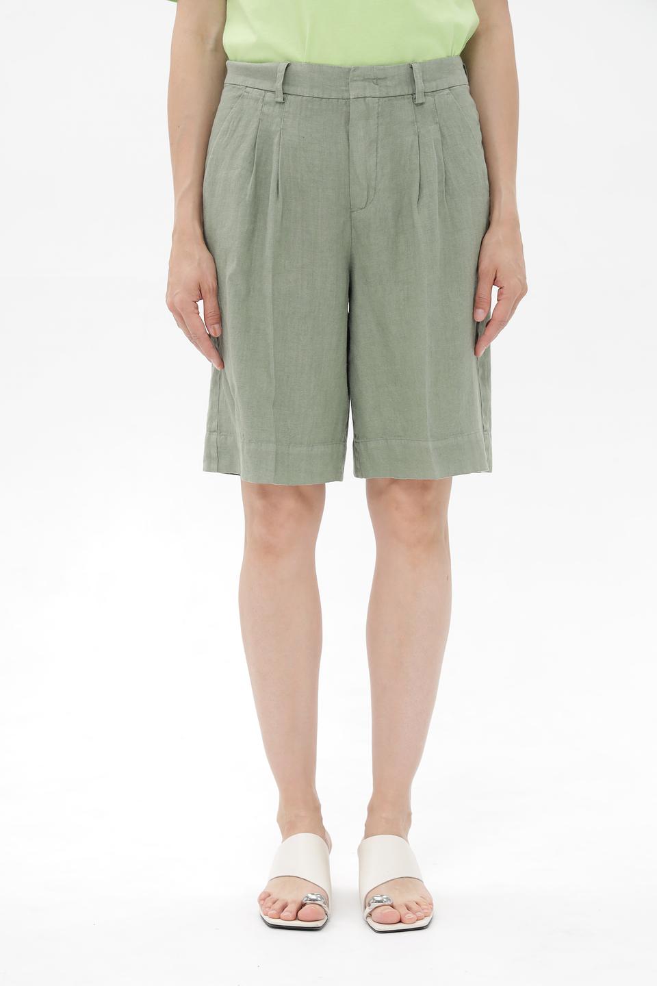 Шорты Oui из льна хаки