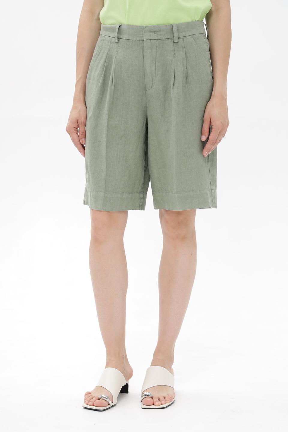 Шорты Oui из льна хаки