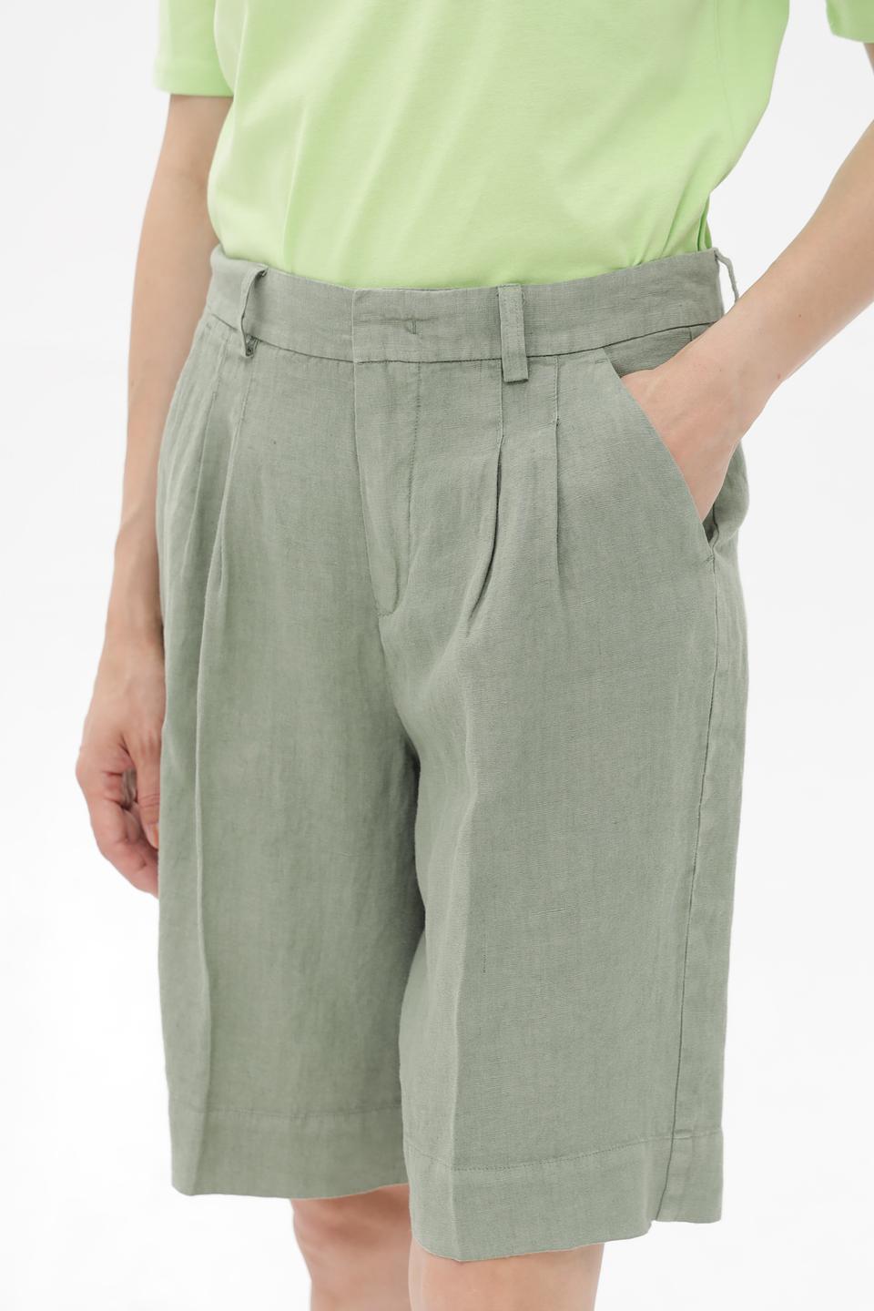 Шорты Oui из льна хаки