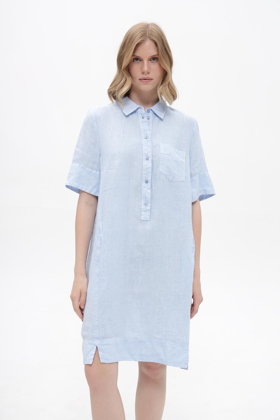 Платье рубашка Oui голубое