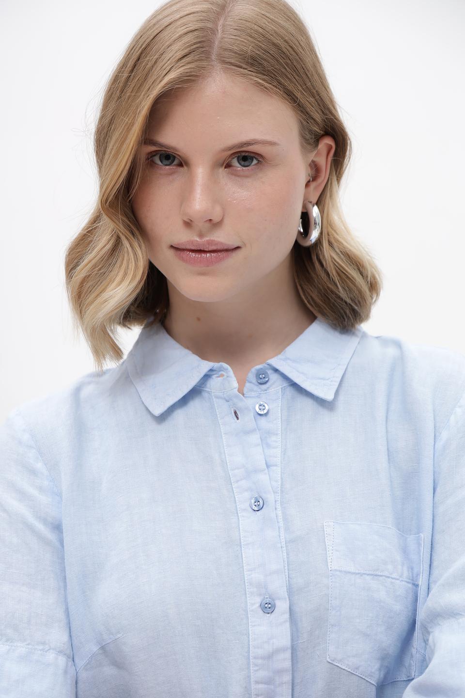 Платье рубашка Oui голубое